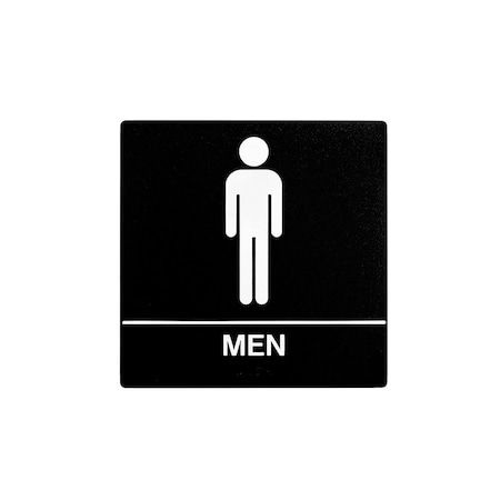 Bcf 8 x 8, Men Door Sign, Square Print, Picture & Text With Braille, Black SB441-BLACK